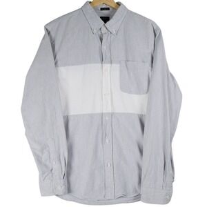 J Crew Oxford Button‎ Down Shirt Gray White Slim Fit Men Size L 100% Cotton